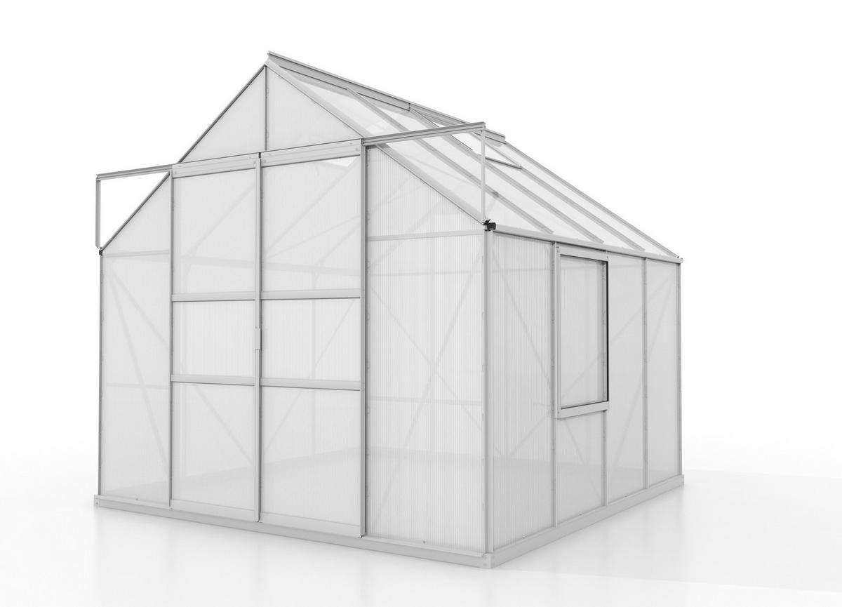 Gewächshausbausatz Meridian 2 6700 6,7 M2 Metall/kunststoff - Alufarben, Basics, Kunststoff/Metall (258/232/231,8cm)