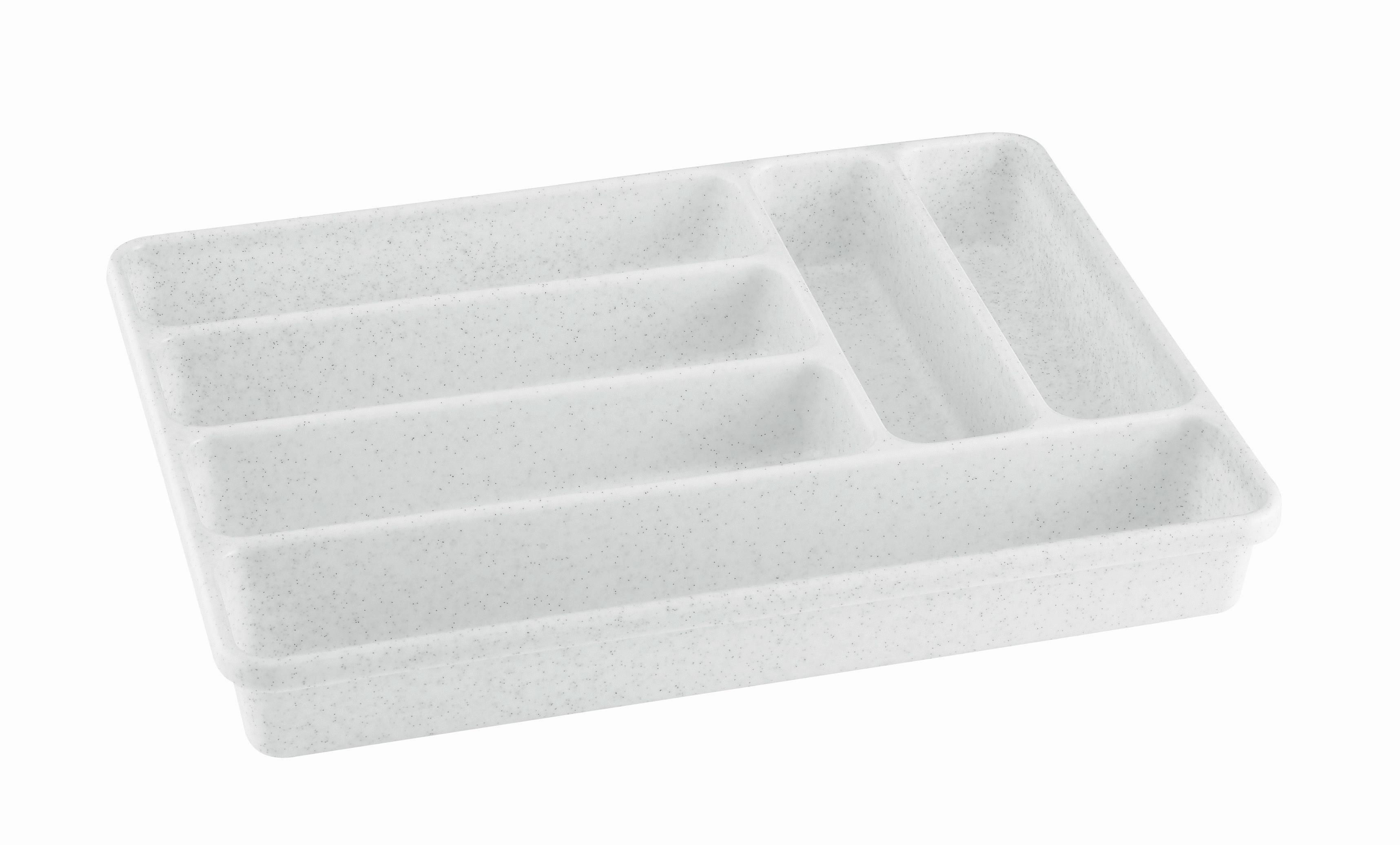 Besteckeinsatz aus Kunststoff m. 6 Fächern Herbert, 36x26 cm - Weiß, KONVENTIONELL, Kunststoff (26/5/36cm)