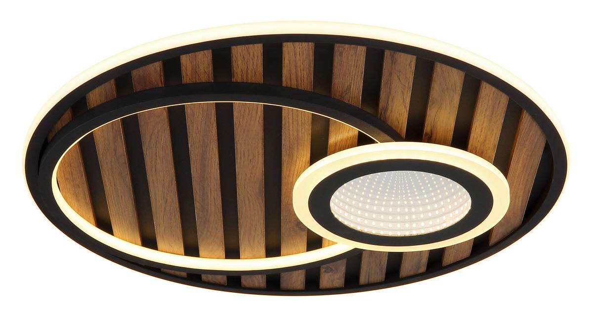 LED-Deckenleuchte Woody Schwarz Weiß Dunkelbraun - Dunkelbraun/Schwarz, Natur, Holzwerkstoff/Kunststoff (50/8cm) - Globo