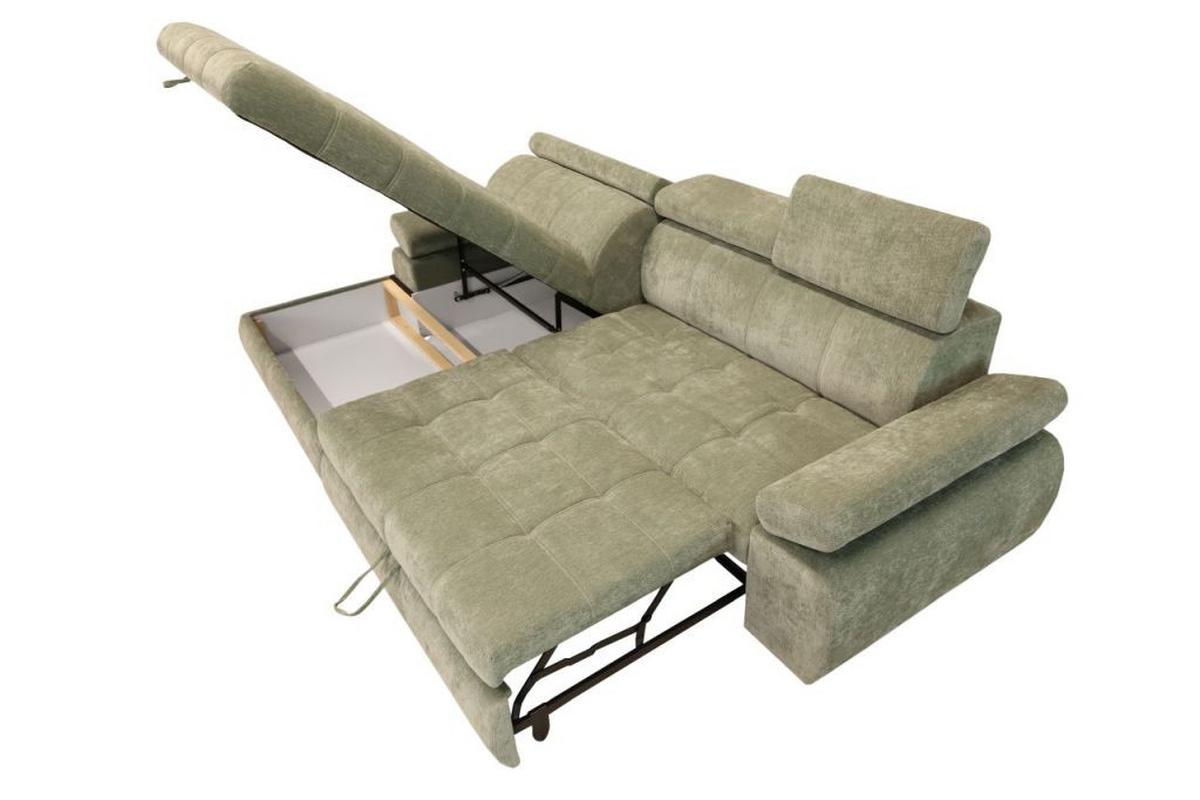 Rohová sedačka VEGAS, levá, šalvějově zelená žinylka - černá/šalvějově zelená, Design, dřevo/textil (173/294cm)