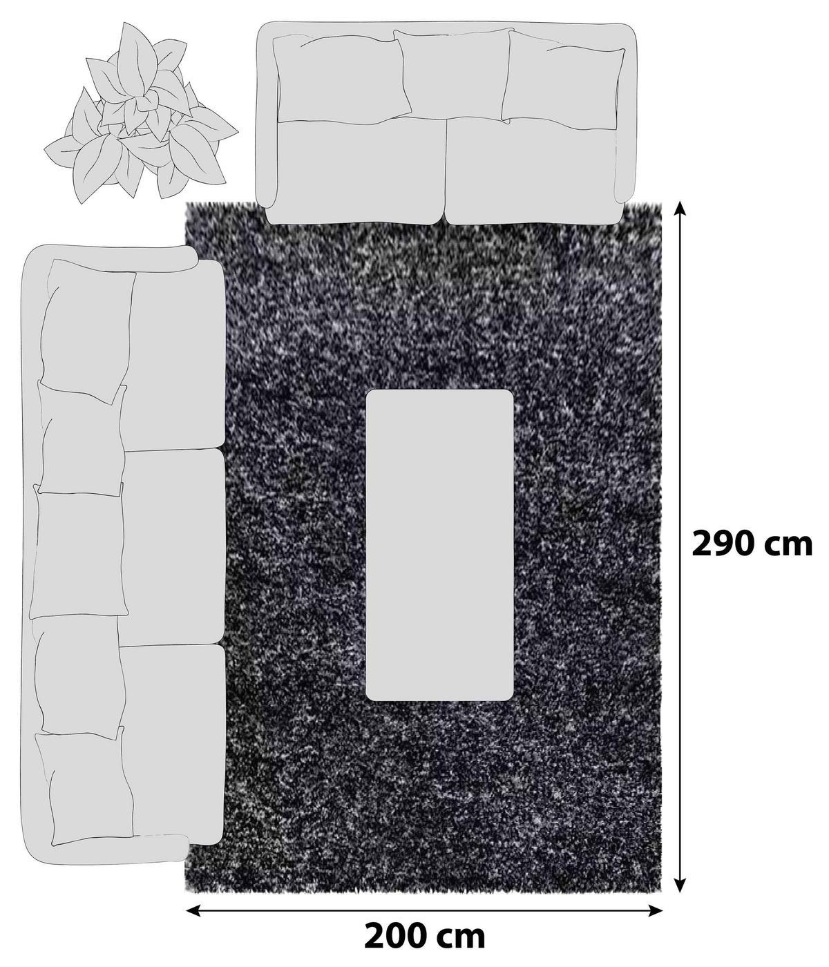 Hochflor Teppich Anthrazit Enjoy 200x290 cm - Anthrazit, KONVENTIONELL, Textil (200/290cm)