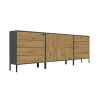 Sideboard Mailand Anthr./eiche Dekor B: 263,5cm - Anthrazit/Eiche Artisan, MODERN, Holzwerkstoff (263,5/86/33cm) - MID.YOU