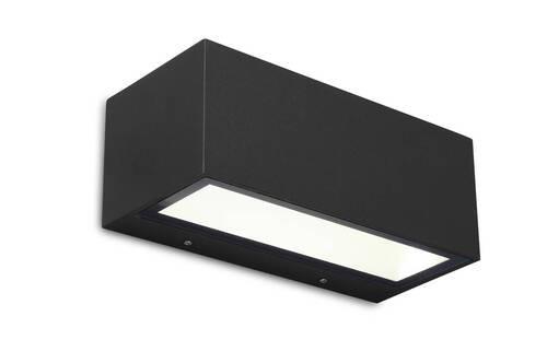 Außenwandleuchte Gemini 20w Glas Aluminium, Wandmontage - Schwarz, Basics, Metall (8,5/22/10,3cm)