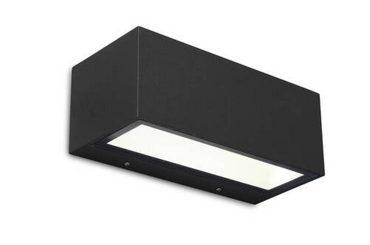 Außenwandleuchte Gemini 20w Glas Aluminium, Wandmontage - Schwarz, Basics, Metall (8,5/22/10,3cm)