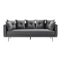 Veľká pohovka LUIS, sivý zamat - sivá/ružové zlato, Modern, kov/drevo (225/87/87cm) - Bessagi Home