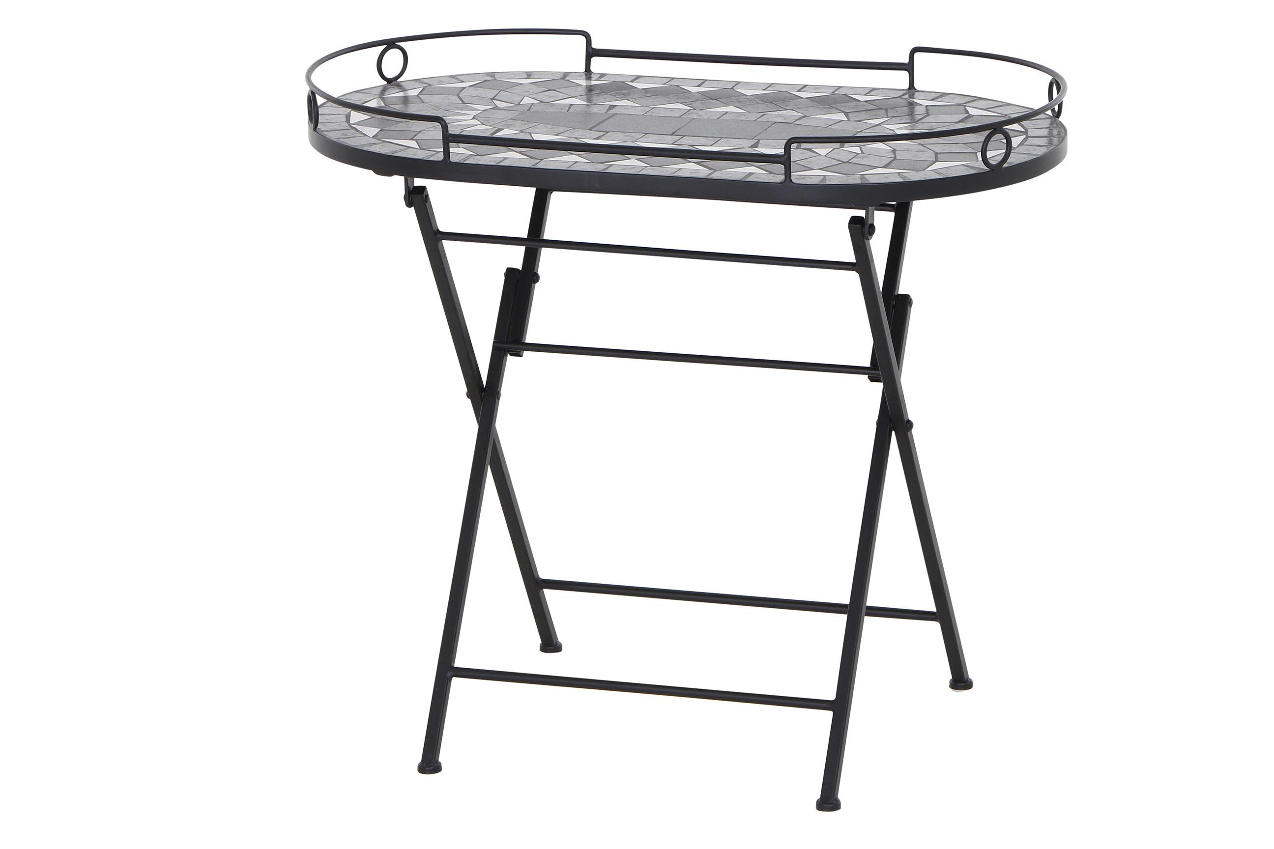 Gartentisch klappbar Metall/Keramik L 67,5 cm - Schwarz, KONVENTIONELL, Keramik/Metall (67,5/41/60cm) - Gardenson