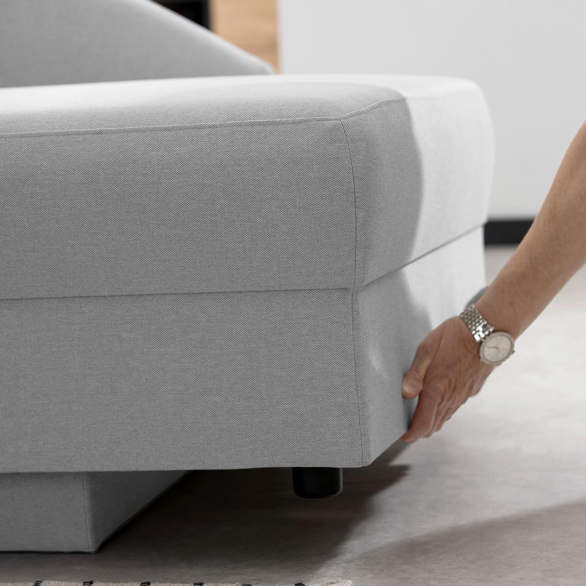 Recamiere Tobi L: 154cm Rechts Hellgrau Mit Bettkasten - Hellgrau, Design, Textil (154/86/93cm) - Max Winzer