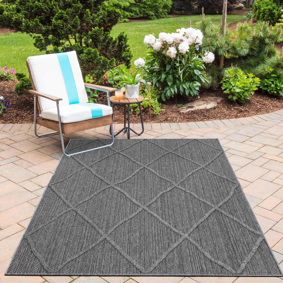 Outdoorteppich Patara - Grau, Design, Textil (120/170cm) - Novel