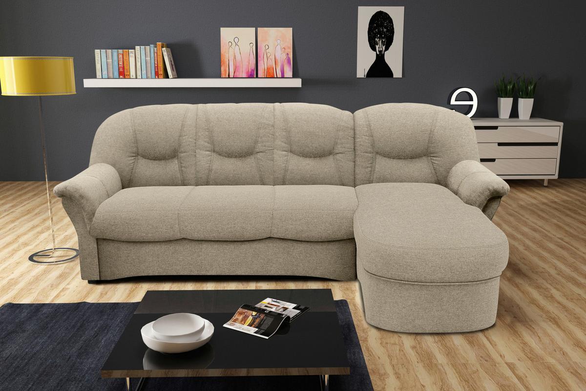 Ecksofa Mit Schlaffunktion Papenburg Schlammfarben - Schlammfarben/Schwarz, KONVENTIONELL, Textil (233/142cm) - MID.YOU