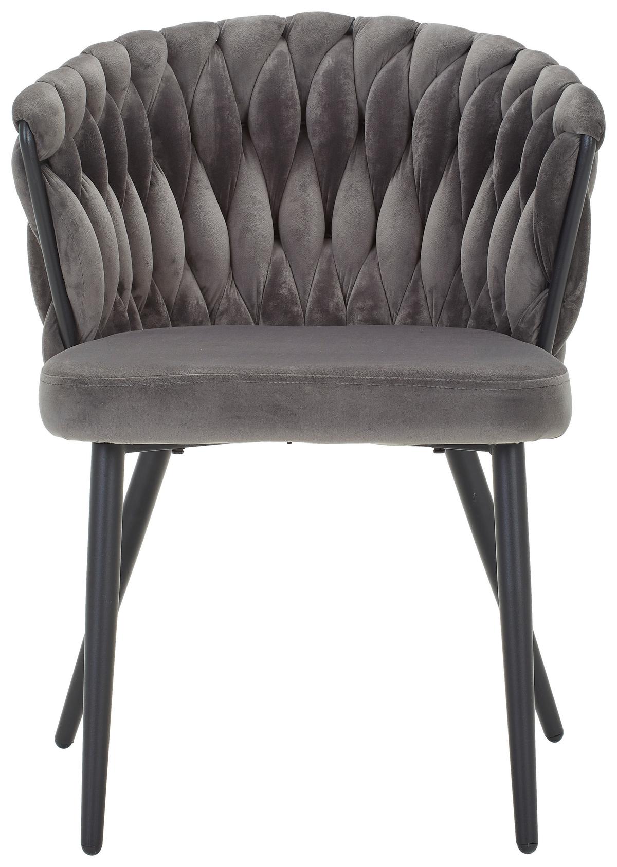 Stuhl Hardy Samt Grau B: 63 Cm - Schwarz/Grau, MODERN, Textil/Metall (63/58/78cm) - Livetastic