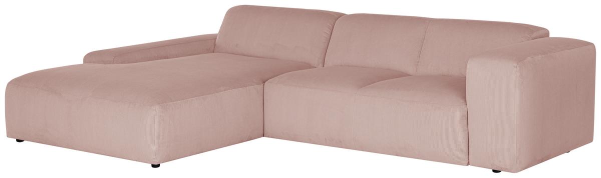 Ecksofa Hannah Rosa 200x304 cm - Schwarz/Rosa, Design, Textil (200/304cm) - MID.YOU