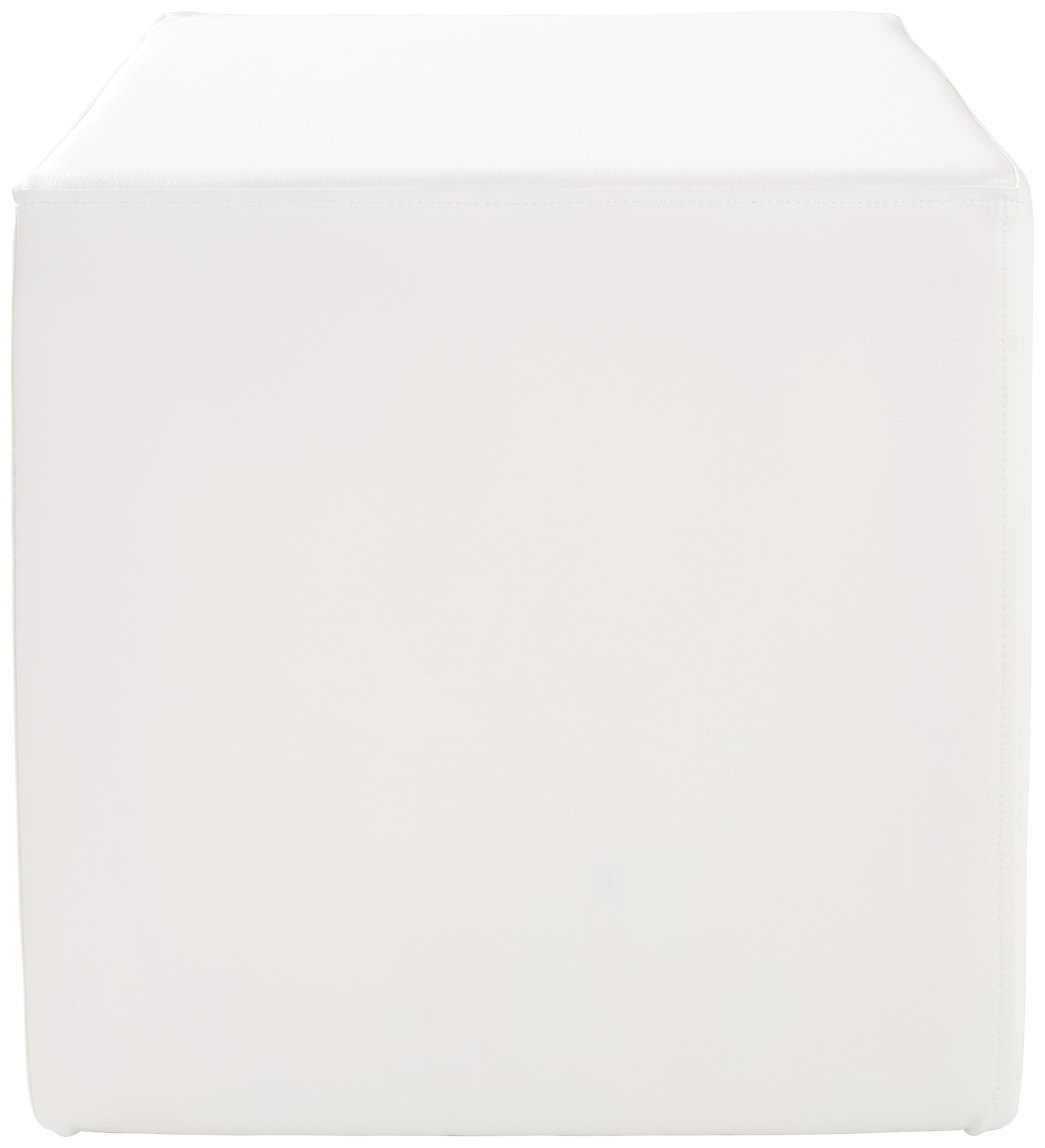 Hocker Betty Lederlook Weiß H: 45 cm Würfelförmig - Weiß, Basics, Textil (45/45/45cm) - Ondega
