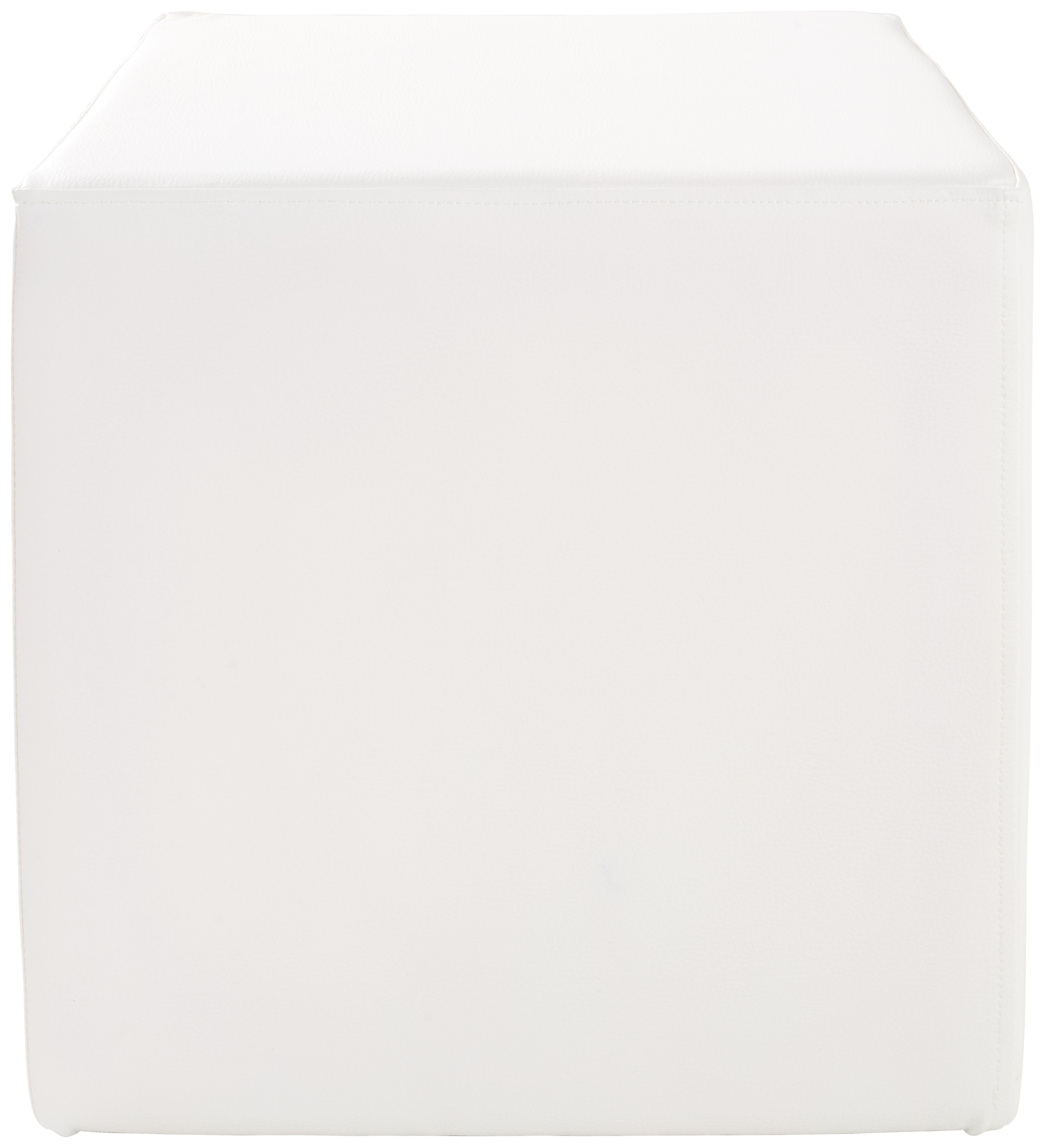 Hocker Betty Lederlook Weiß H: 45 cm Würfelförmig