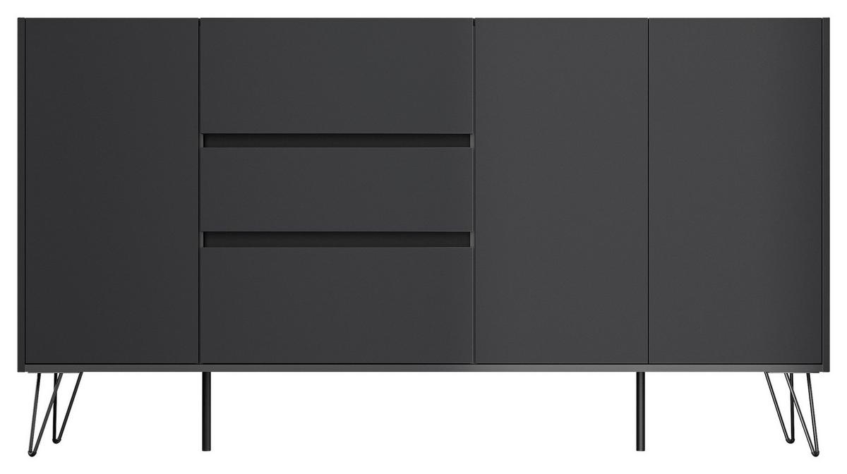 Sideboard Posseik Industrial Graphitfarben B: 177cm - Schwarz/Graphitfarben, Design, Holzwerkstoff (177/93,6/42cm) - P & B