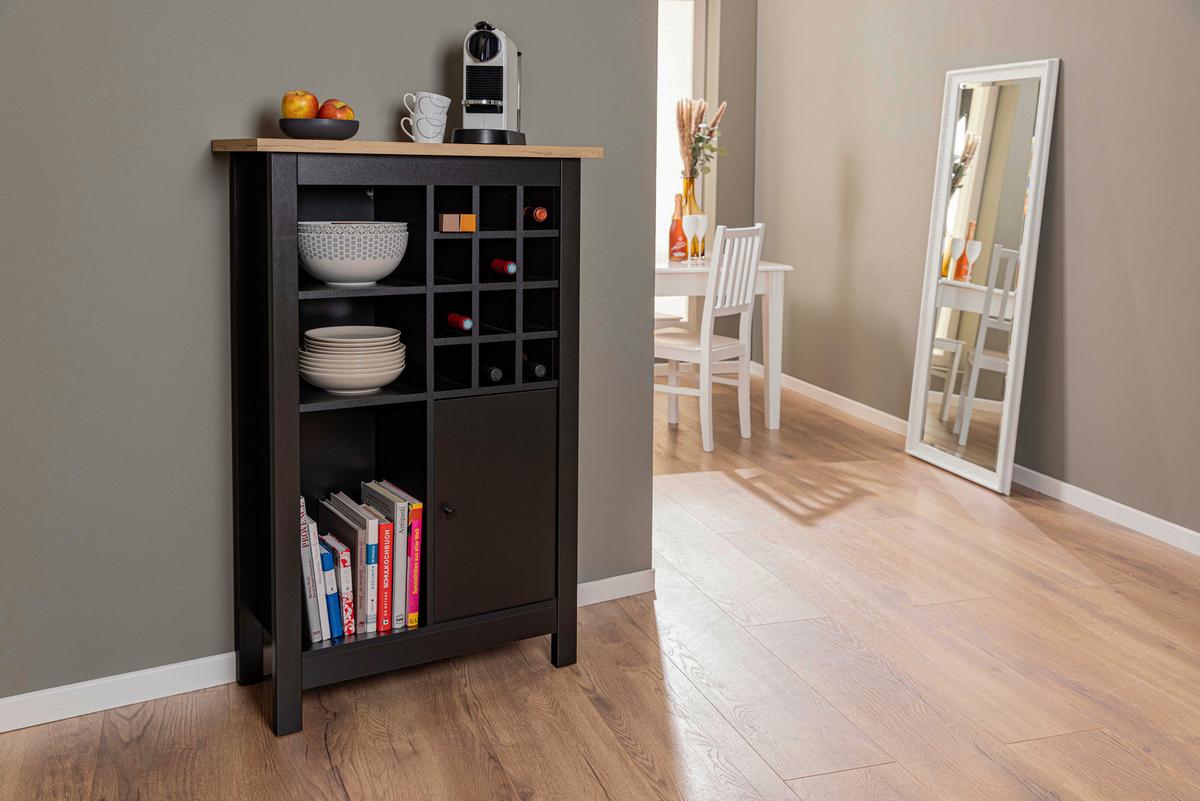 Weinschrank Helina - Schwarz/Eiche Artisan, Design, Holzwerkstoff (77/124/33cm) - Livetastic