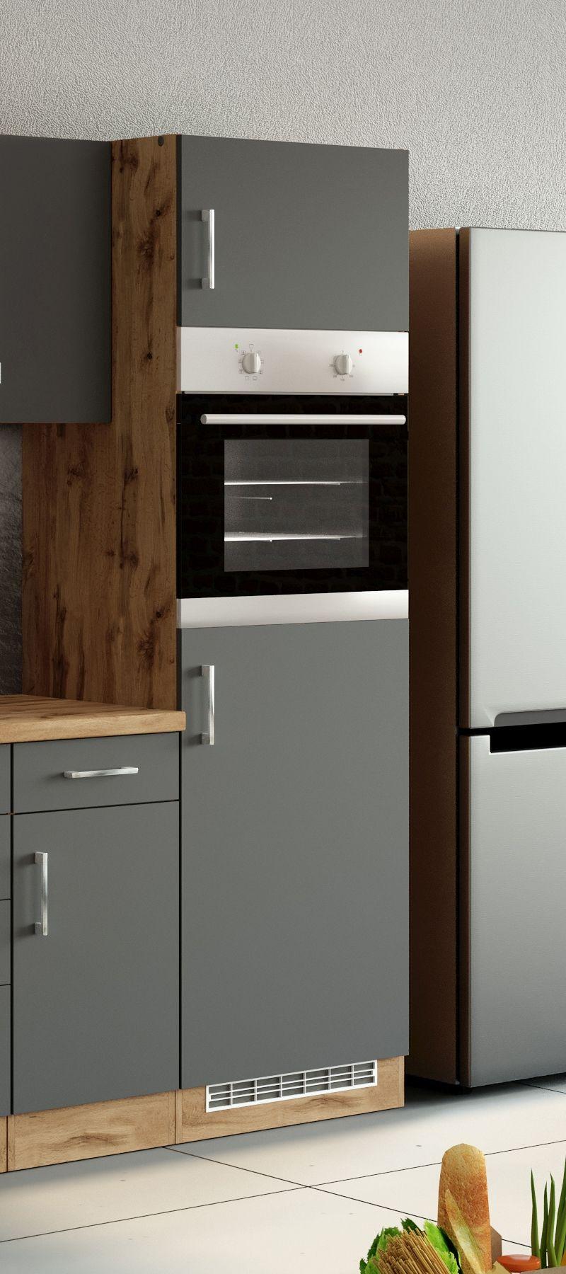 Backofen-/Kühlschrank- Umbauschrank B: 60cm Anthrazit - Anthrazit, MODERN, Holzwerkstoff (60/200/60cm) - Held