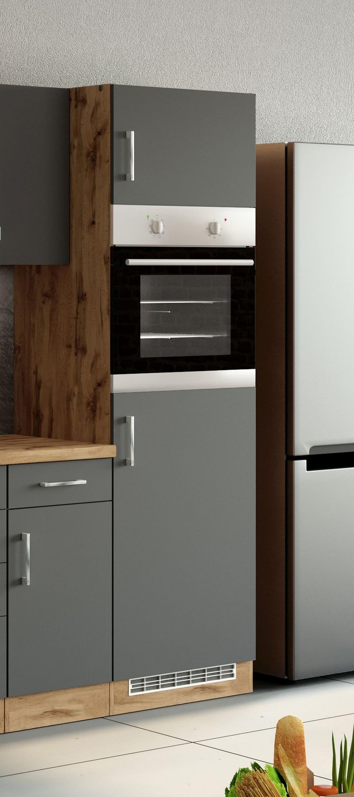 Backofen-/Kühlschrank- Umbauschrank B: 60cm Anthrazit - Anthrazit, MODERN, Holzwerkstoff (60/200/60cm) - Held