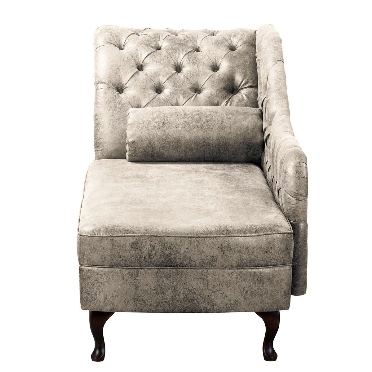 Récamiere Pako Hellgrau B: 185cm - Hellgrau/Braun, Design, Textil (185/93/75cm) - Livetastic