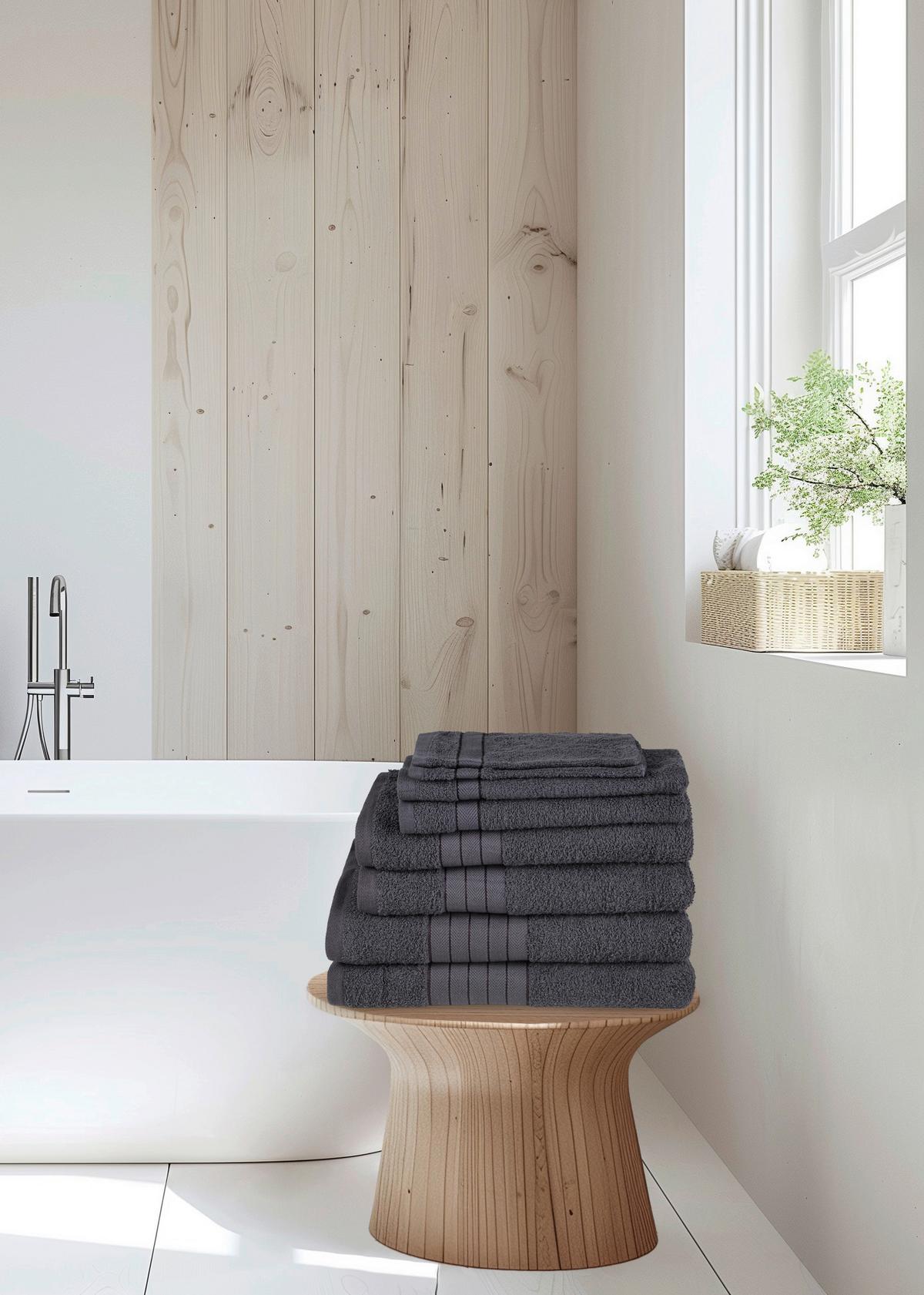 Frottierset 8-Teilig, 50x100 Anthrazit - Anthrazit, Basics, Textil