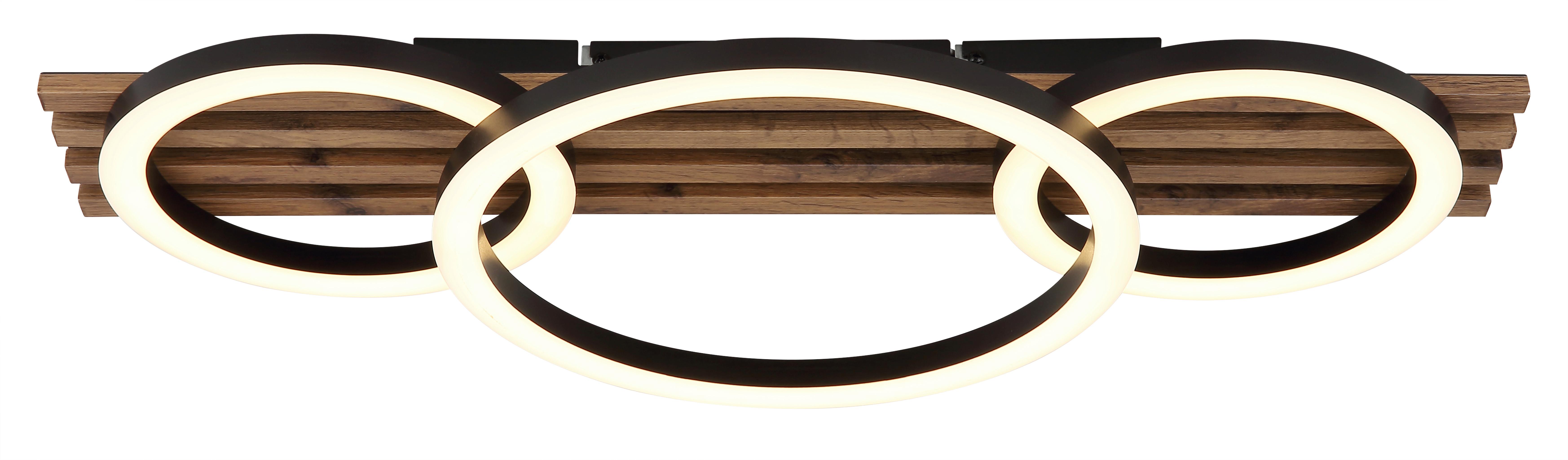 Led-deckenleuchte Tisha D:30cm Schwarz Weiß Dunkelbraun - Dunkelbraun/Schwarz, Natur, Holzwerkstoff/Kunststoff (30/9,5cm) - Globo