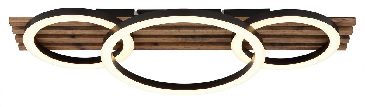 Led-deckenleuchte Tisha D:30cm Schwarz Weiß Dunkelbraun - Dunkelbraun/Schwarz, Natur, Holzwerkstoff/Kunststoff (30/9,5cm) - Globo