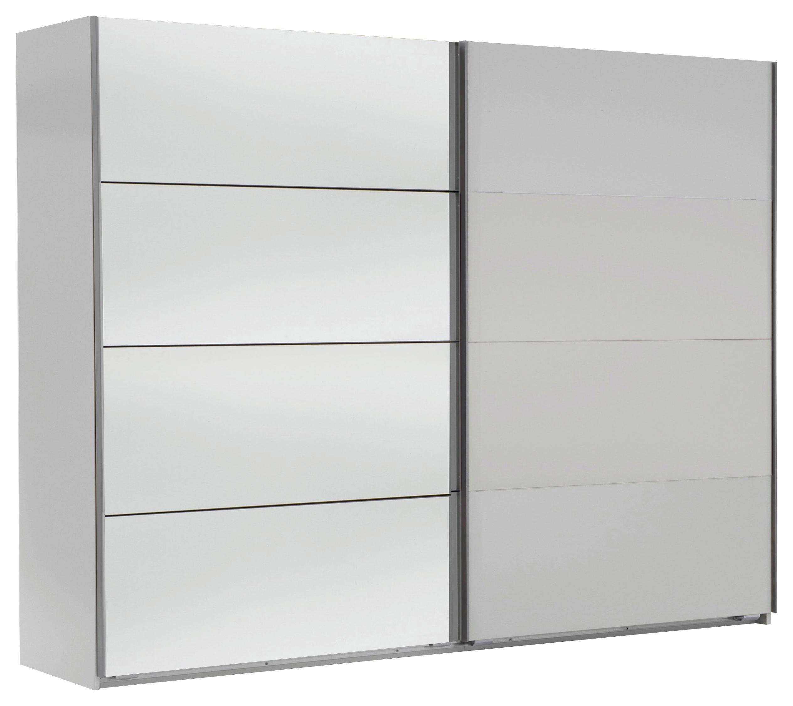 Weißer Schwebetürenschrank mit Spiegel