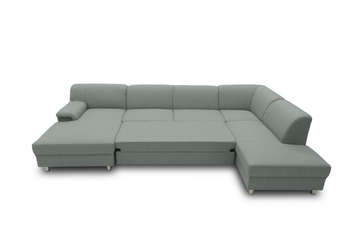 Wohnlandschaft Jamie Mit Schlaffunktion Silberfarben - Chromfarben/Silberfarben, KONVENTIONELL, Textil (150/308/195cm) - MID.YOU