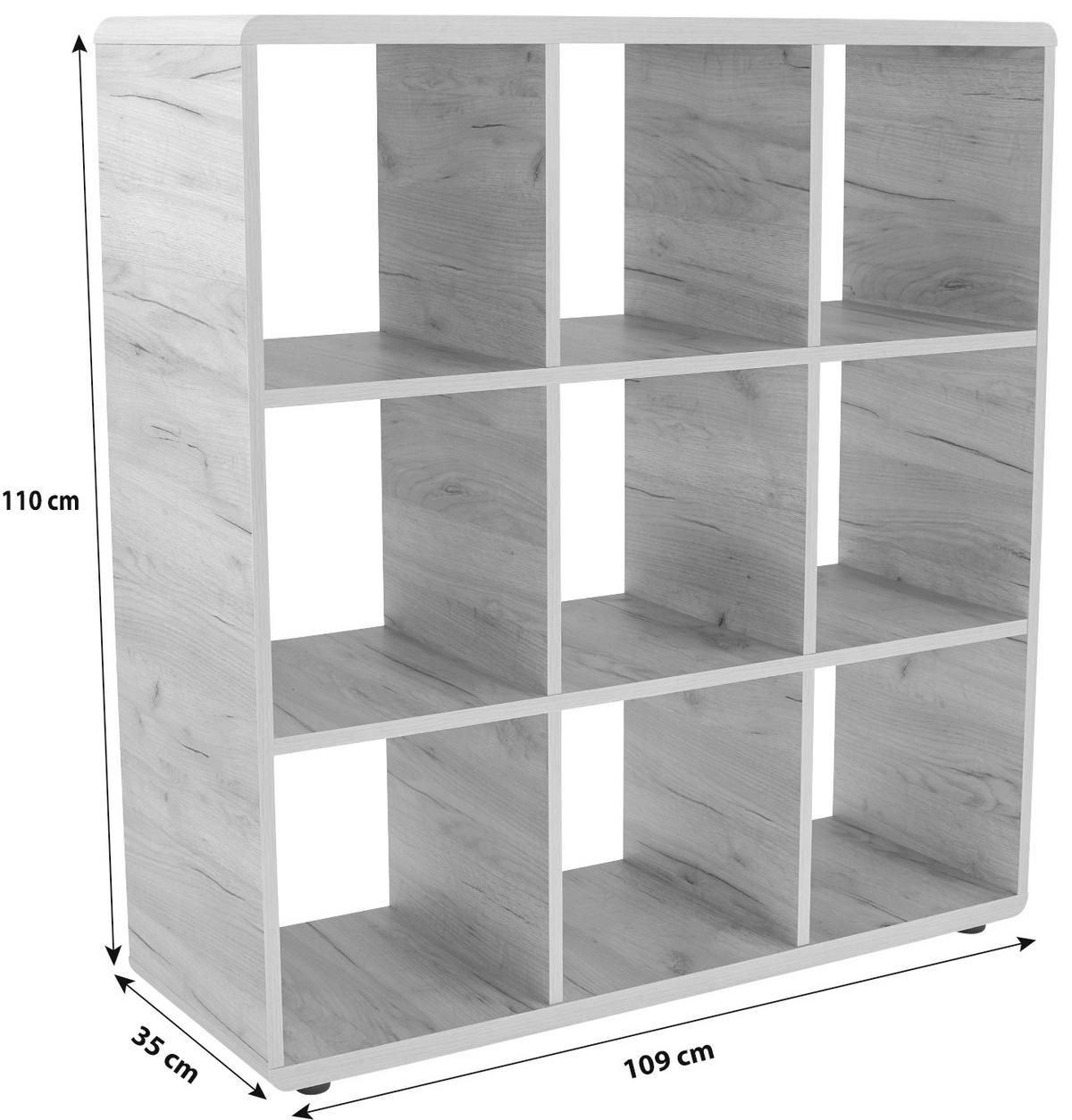 Regal Fontana B 108,8cm, Betonoptik Dunkel - Eichefarben/Dunkelgrau, MODERN, Holzwerkstoff (108,8/110,2/35cm)