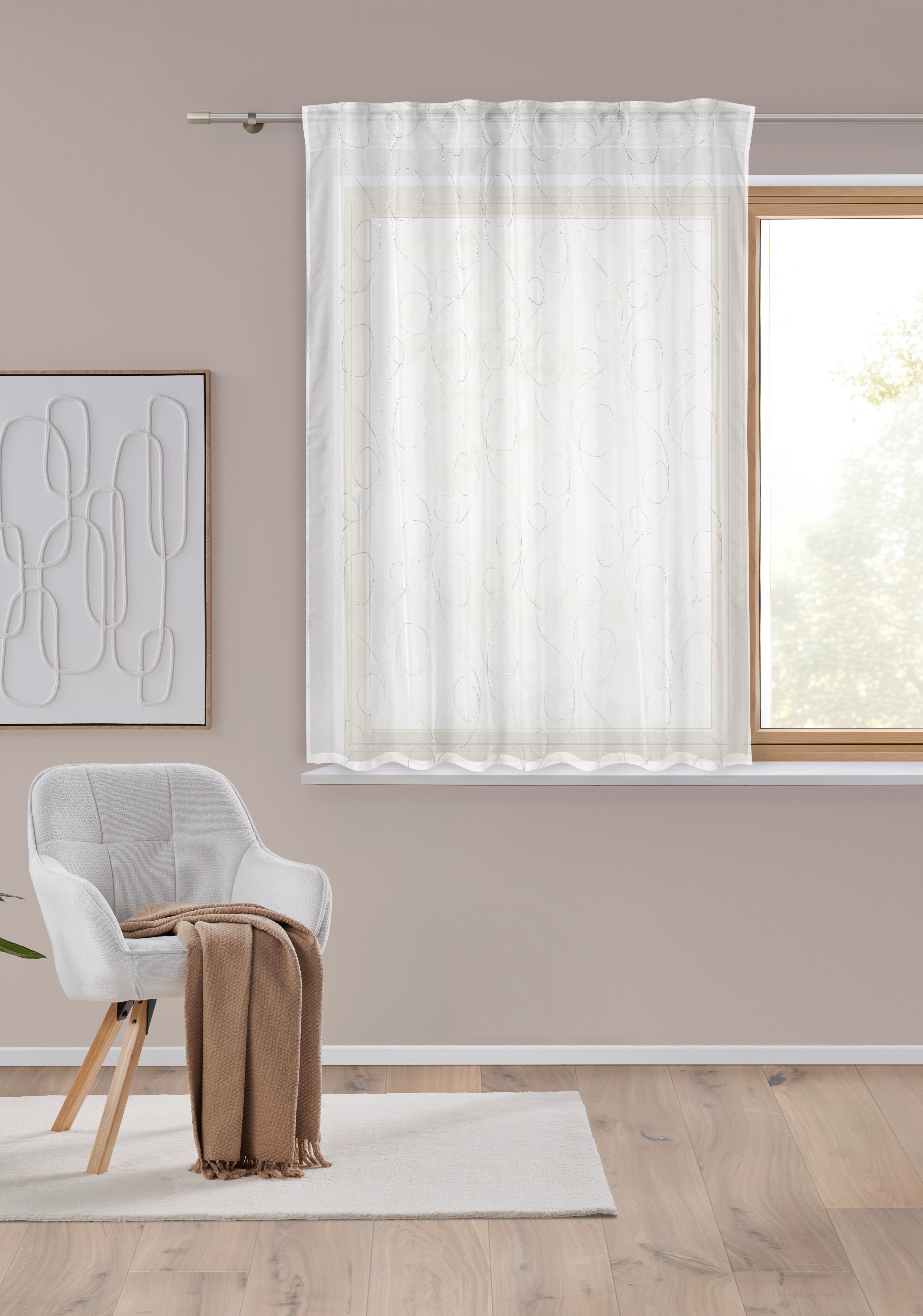 HOTOVÝ ZÁVĚS MARION - bílá/antracitová, Moderní, textil (140/145cm) - Mömax