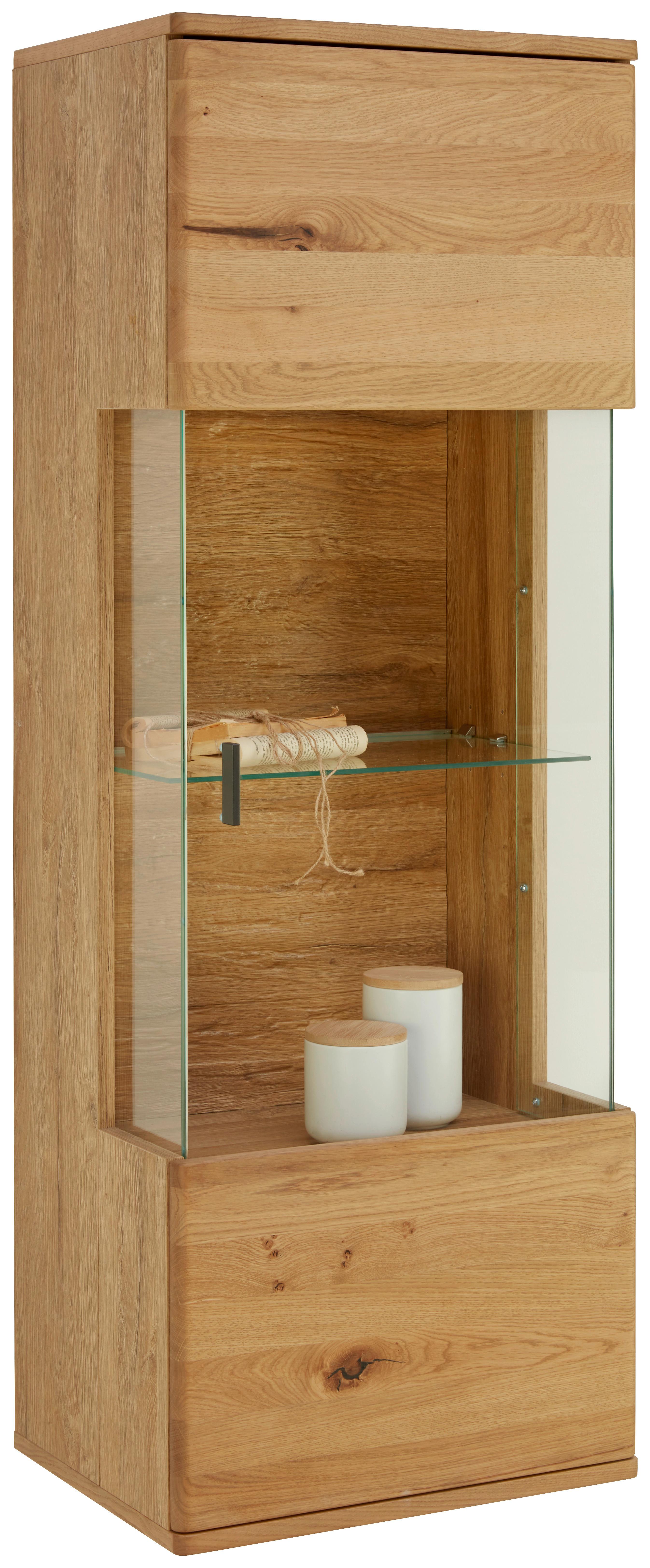 Závěsná vitrína divoký dub - šedá/divoký dub, Moderní, kov/dřevo (50/138/37cm) - Premium Living