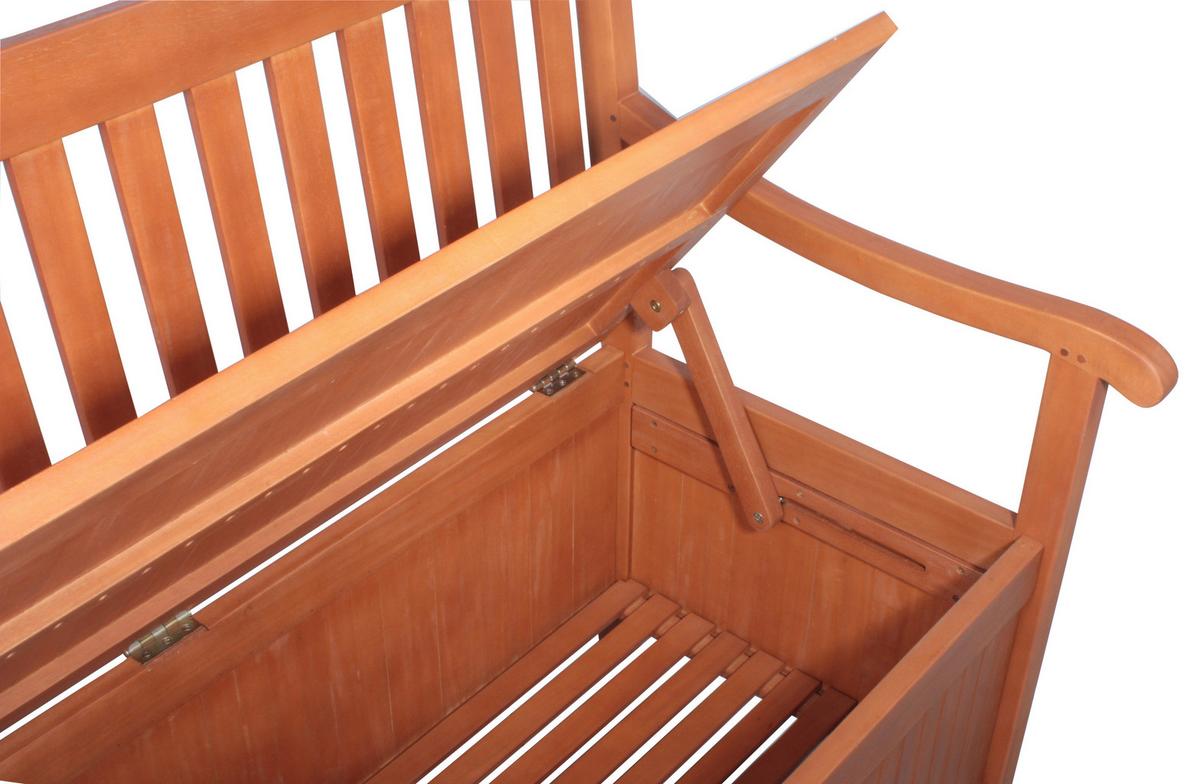 Gartenbank Holz 2 Sitzer Housten Integrierte Truhe - Braun, Basics, Holz (59/90/107cm)