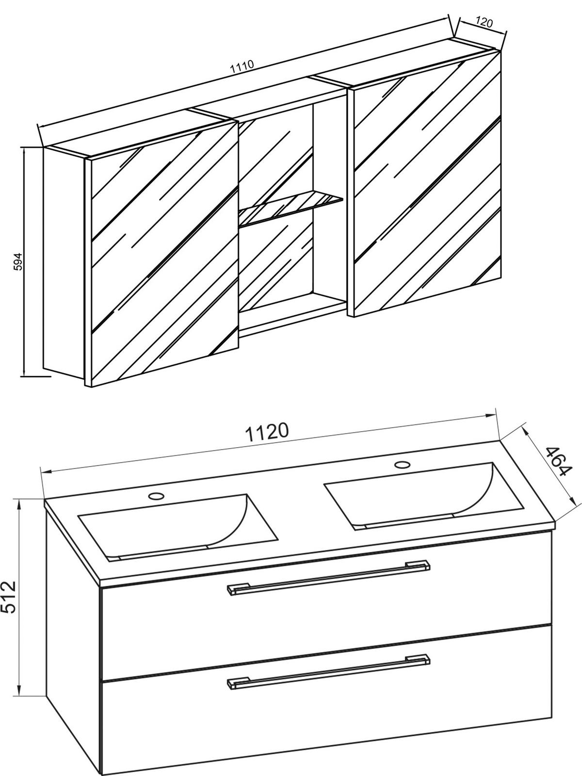 Badezimmer Budasi Weiß B: 111 cm - Weiß, MODERN, Keramik/Holzwerkstoff (145cm) - MID.YOU