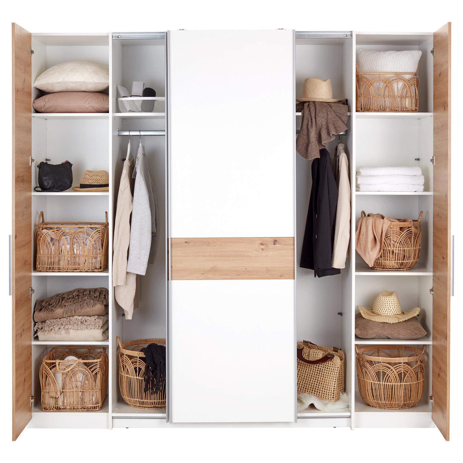 Kleiderschrank FABIO in Weiß und Artisan Eiche Dekor