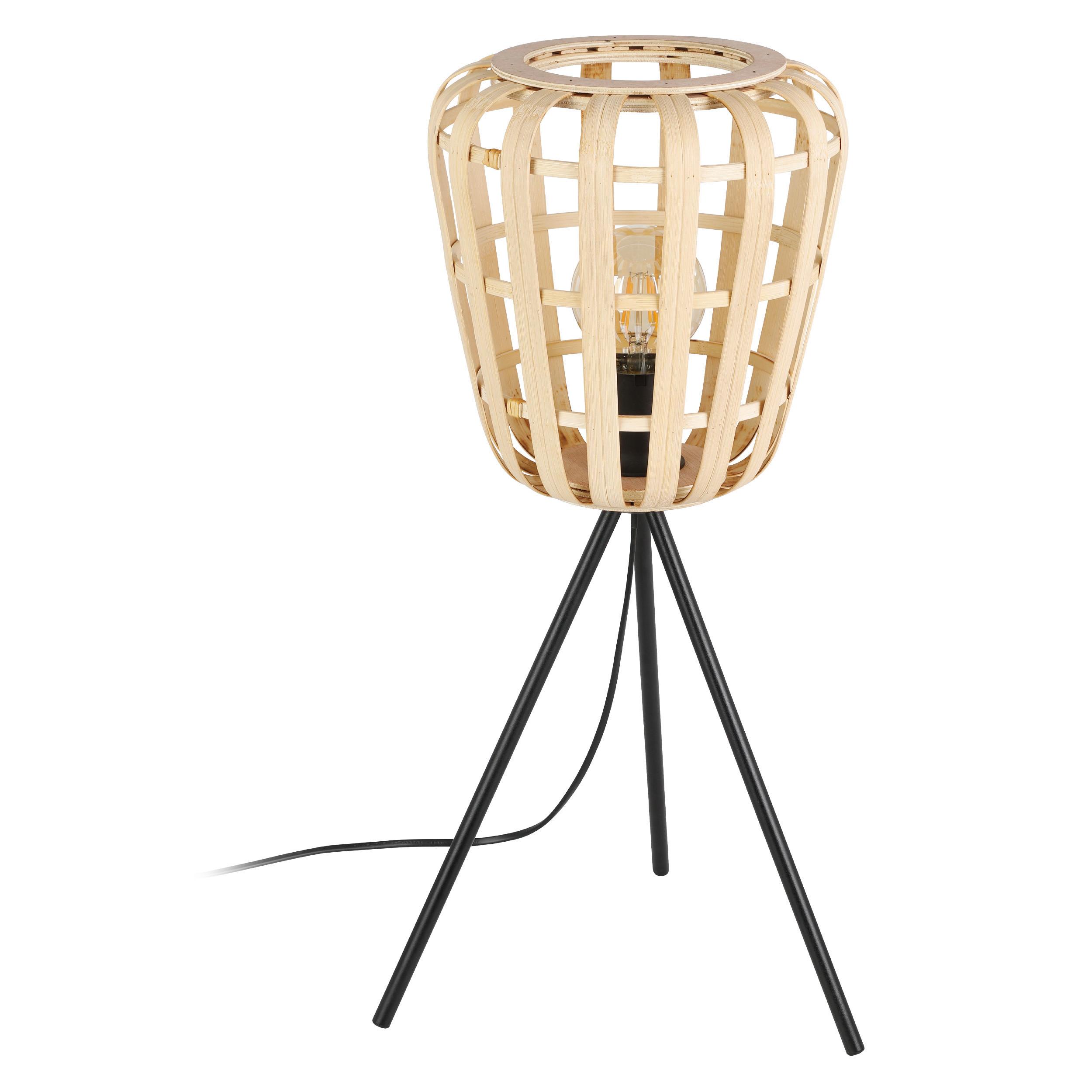 STOLNÁ LAMPA MONTEZUELO - čierna/prírodná farba, Natur, kov/drevo (24/59cm)