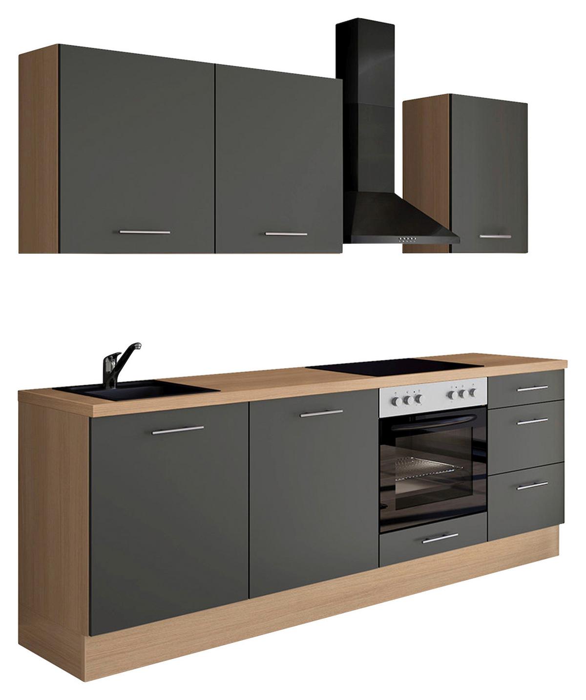 Küchenleerblock Ip1200 - Eichefarben/Graphitfarben, Design, Holzwerkstoff (230cm) - Impuls