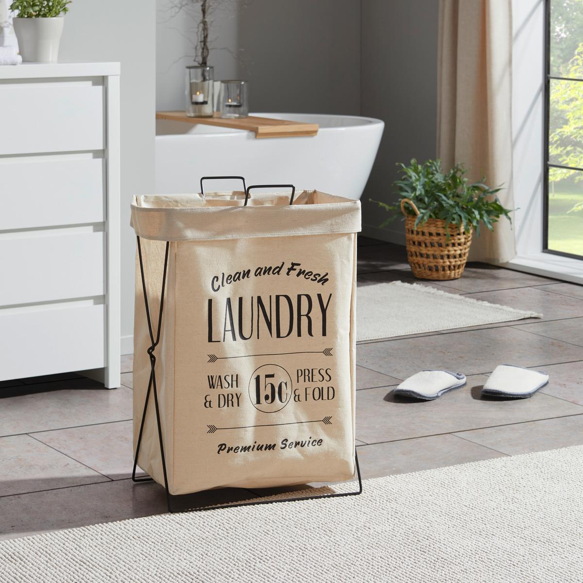 Ruháskosár Dragica Kb. 60l - bézs/fekete, Basics, textil (44/30/63cm) - James Wood