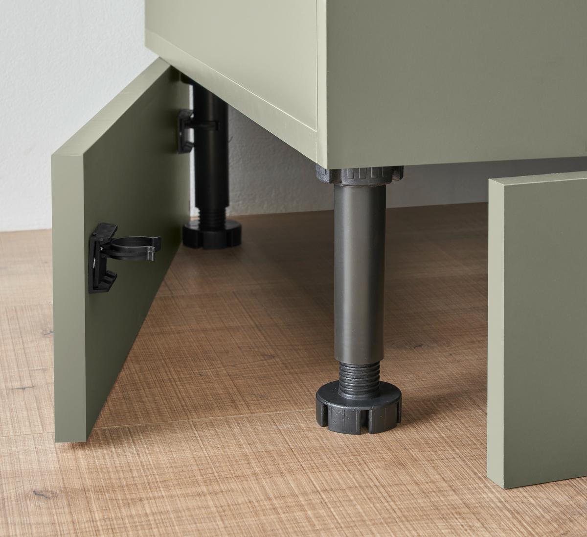 Kuchyňský blok bez spotřebičů MINT - černá/zelená, Design, kov/kompozitní dřevo (260cm) - MID.YOU