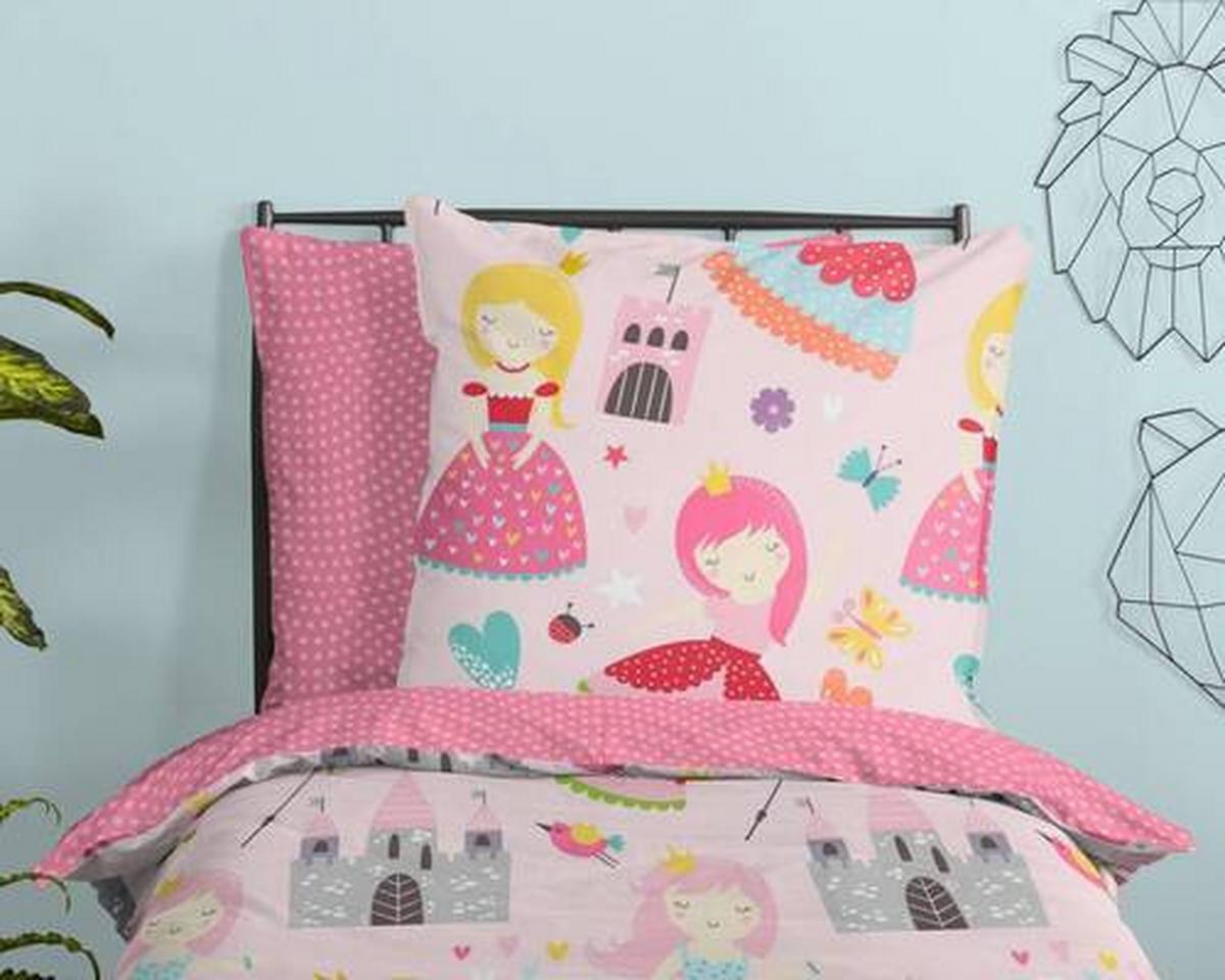 Kinderbettwäsche Royalty Rosa Rot 135x200 Cm - Rot/Rosa, Design, Textil (135/200cm)