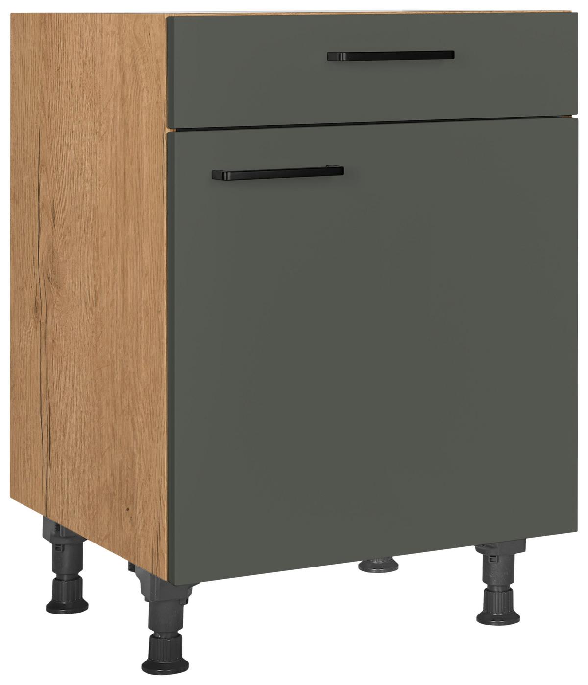 Schubkastenunterschrank Easytouch - Eichefarben/Grün, MODERN, Holzwerkstoff (60/87/56cm) - Nobilia