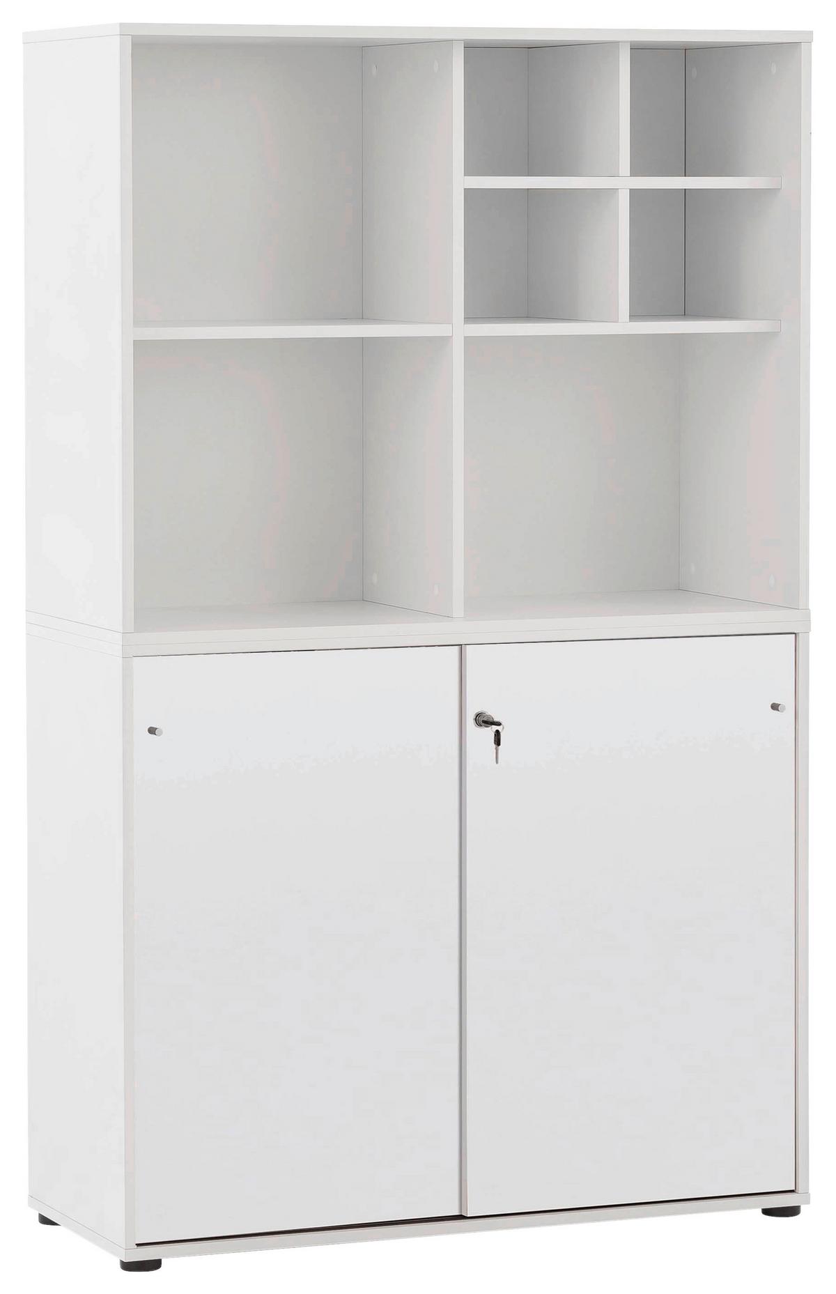 Aktenschrank Set U1000r+u1000st+regal - Weiß, MODERN, Holzwerkstoff (100,1/167,2/41cm) - MID.YOU