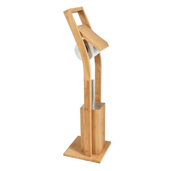 Toilettenpapierhalter Bambus Stehend - Hellbraun, Basics, Naturmaterialien (20/20/73cm)