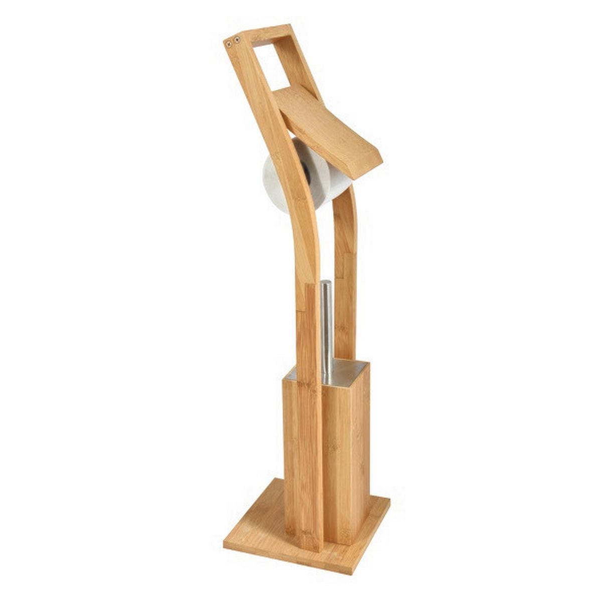 Toilettenpapierhalter Bambus Stehend - Hellbraun, Basics, Naturmaterialien (20/20/73cm)