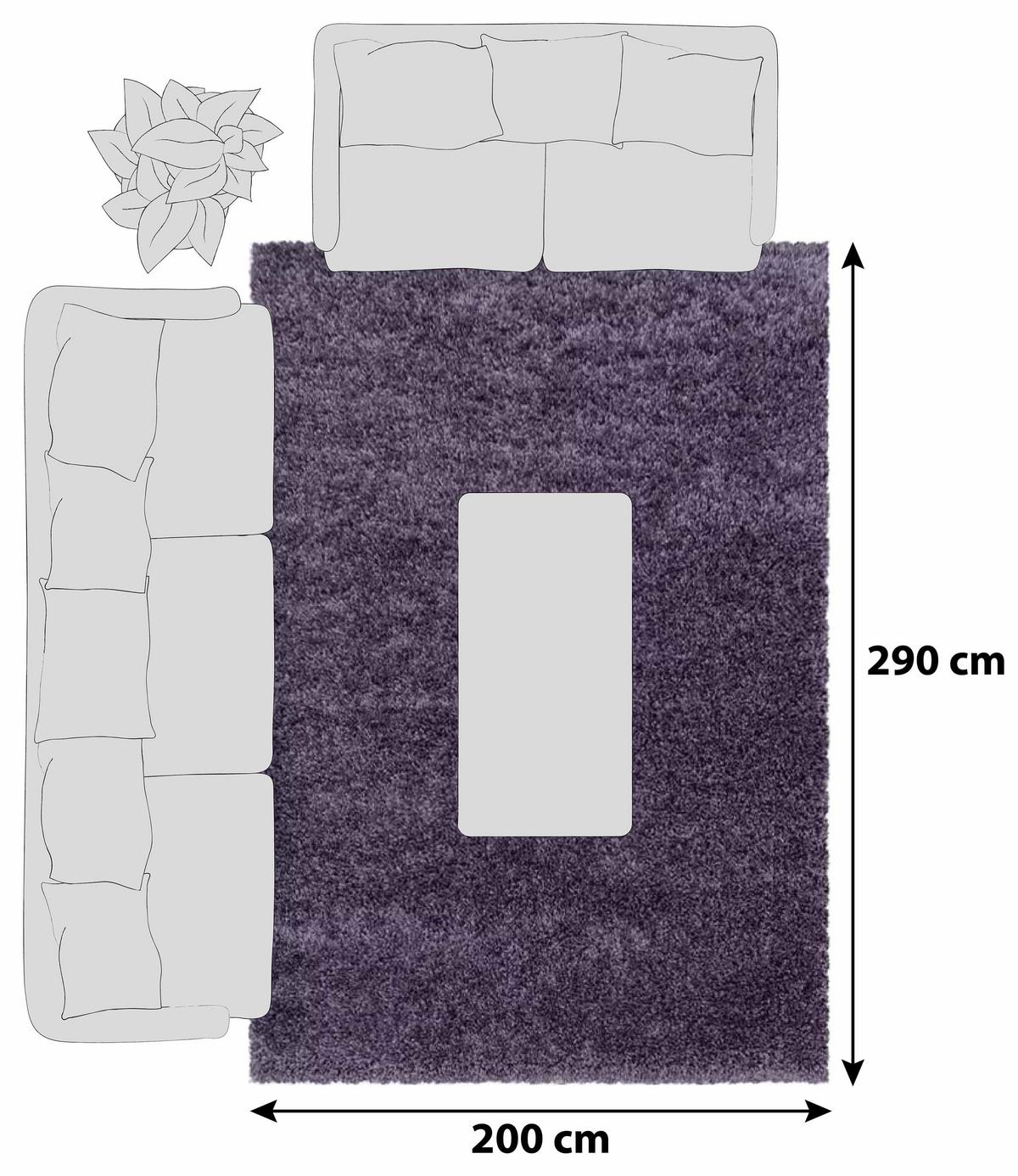 Hochflor Teppich Violett Naturfaser Sydney 200x290 cm - Violett, Basics, Textil (200/290cm)