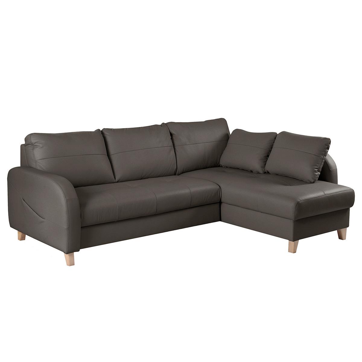Ecksofa Compact Dunkelbraun B: 227x168 cm - Dunkelbraun/Buchefarben, Design, Leder/Textil (227/168cm) - Livetastic