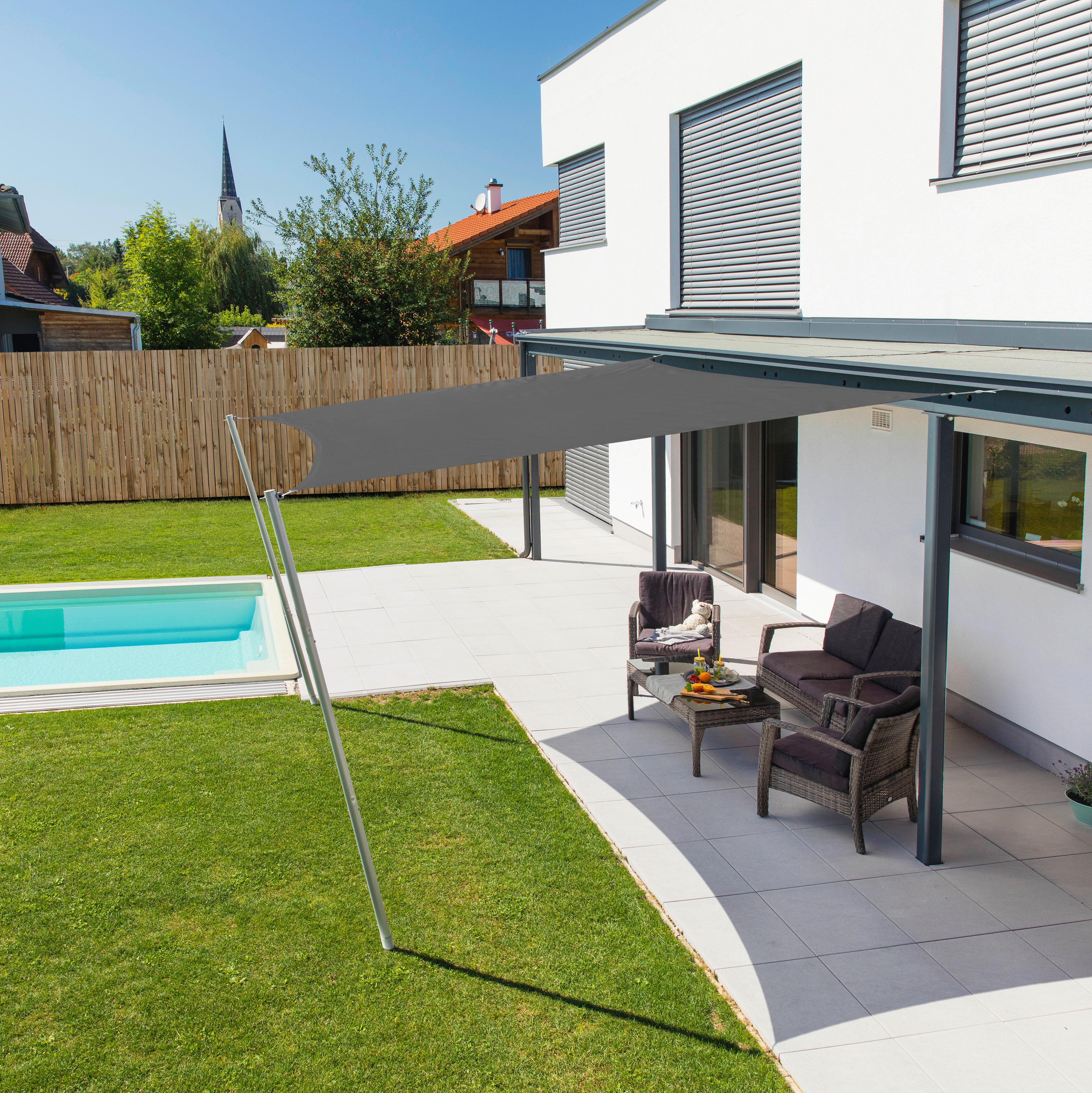 Sonnensegel Quadrat 4x4 M - Anthrazit, Basics, Kunststoff (400/400cm)