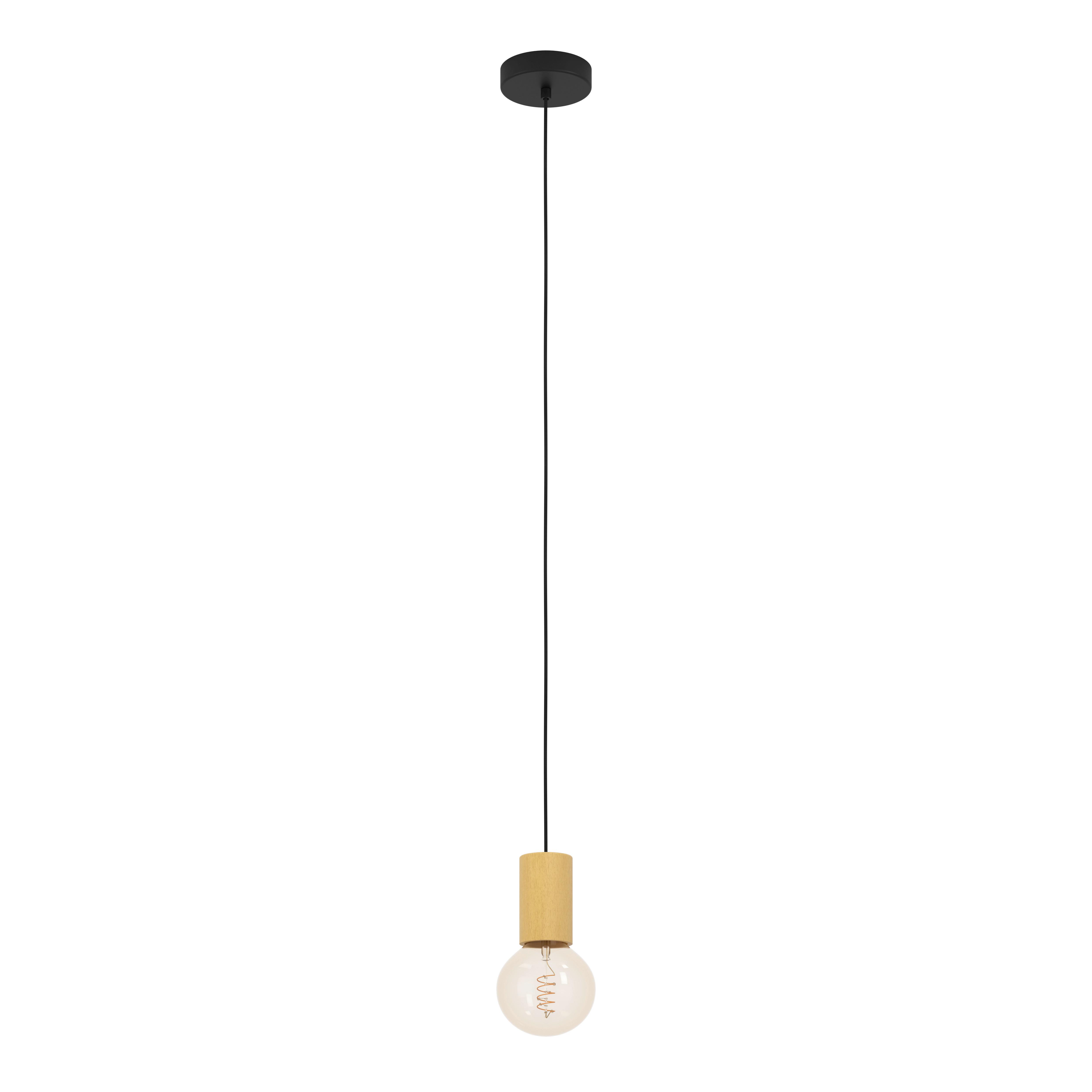 Hängeleuchte 900801*pozueta 1 - Schwarz, Basics, Holz/Metall (6,5/110cm) - Eglo