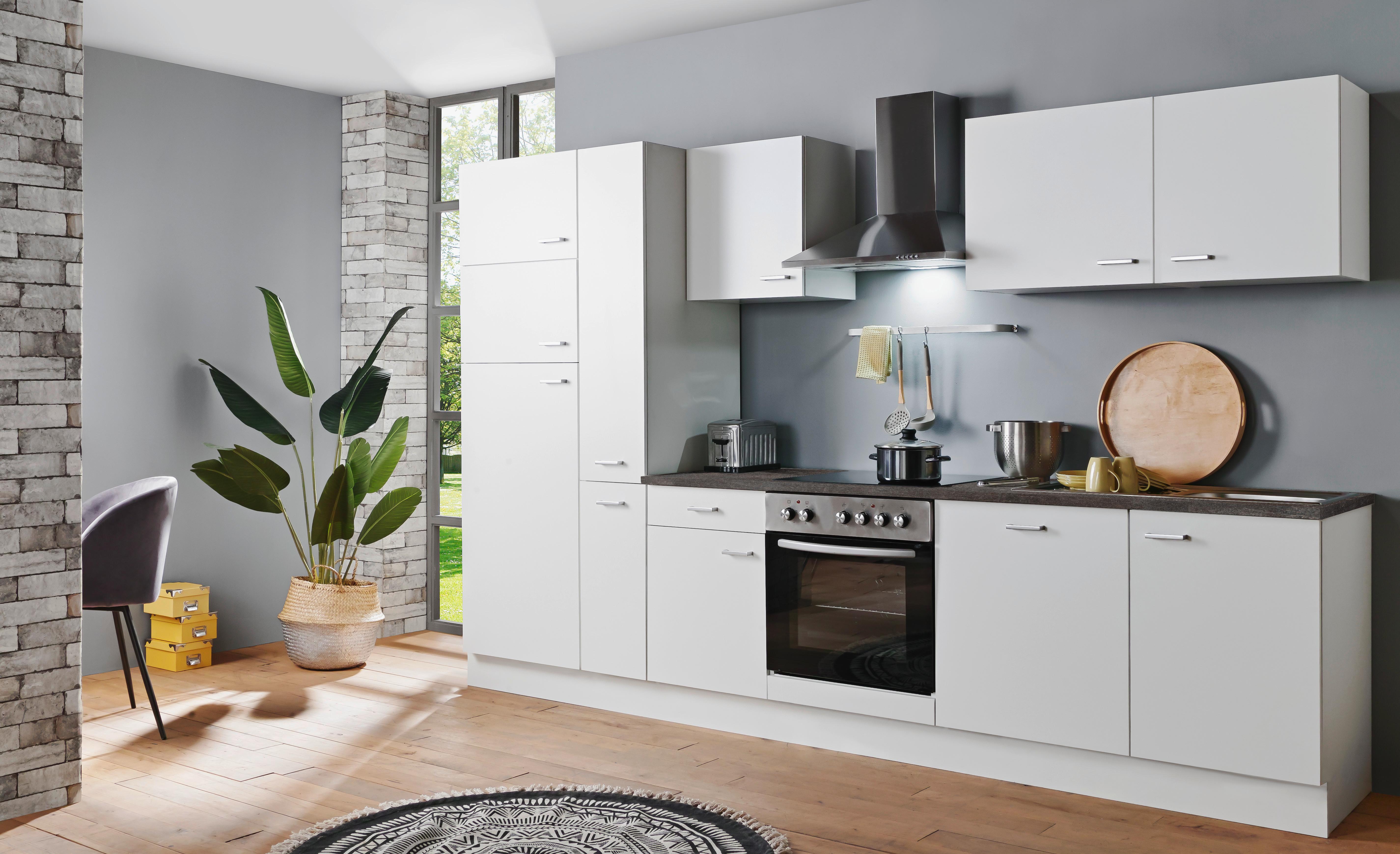Küchenblock White-Classic - Graphitfarben/Weiß, KONVENTIONELL, Holzwerkstoff (310cm) - Menke