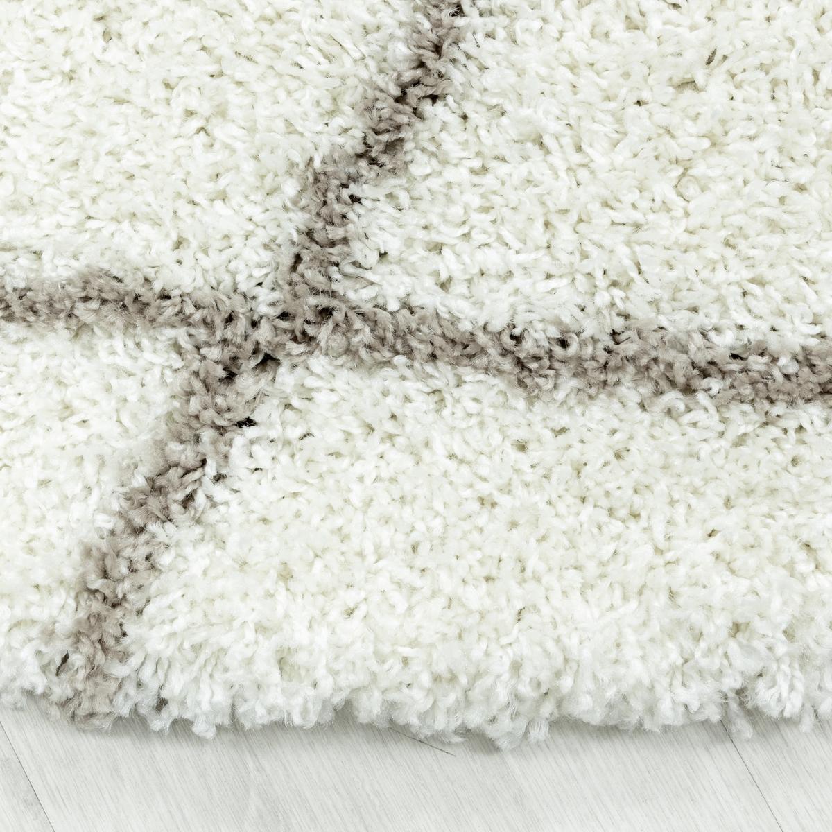 Hochflor Teppich Creme Alvor Rund Ø 120 cm - Creme, Basics, Textil (120cm)