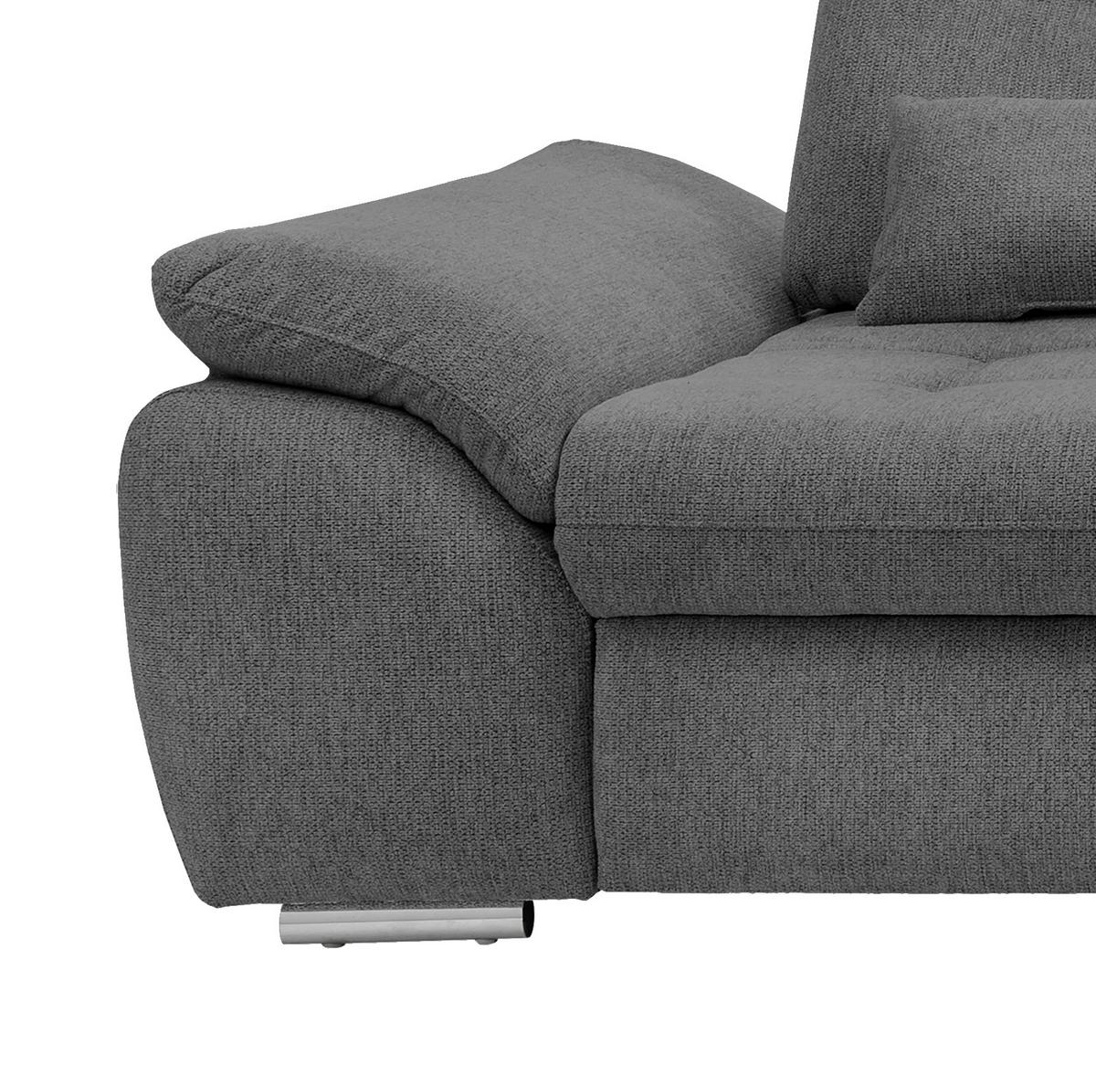Ecksofa mit Bettkasten Rigatti Graubrau 314x184 cm - Chromfarben/Graubraun, MODERN, Textil (314/184cm) - Livetastic