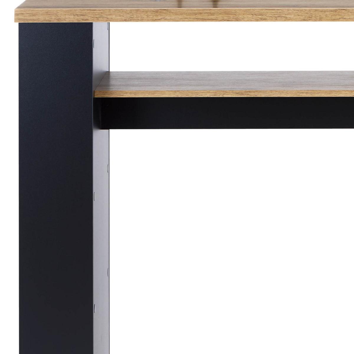 Bartisch Jamas 138x55x110,5 Cm Eiche Dekor/schwarz Mit Regal - Eichefarben/Schwarz, MODERN, Holzwerkstoff (138/110,5/55cm)